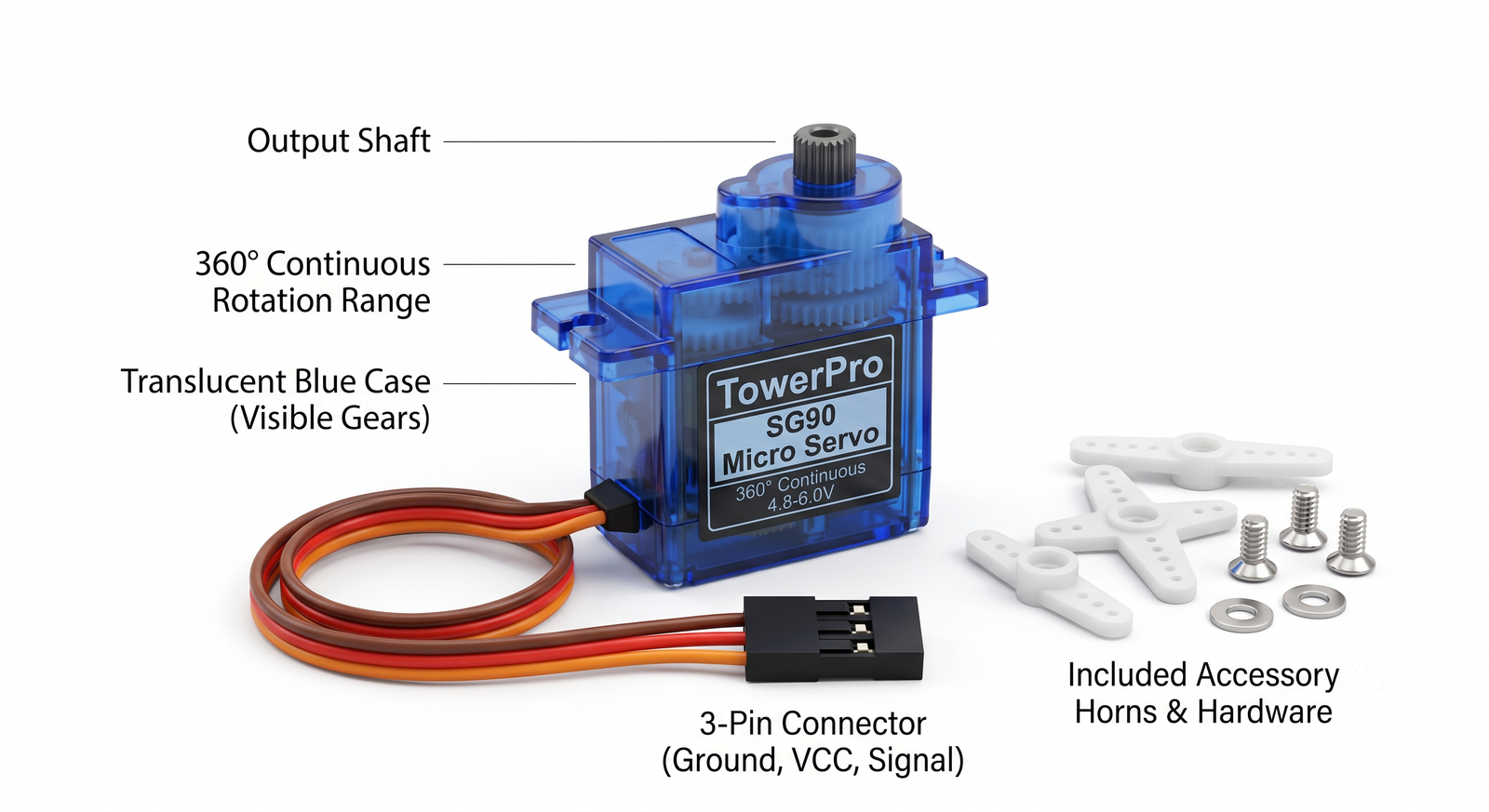 SG90 Continuous Rotation 360 Degree Micro Servo Motor