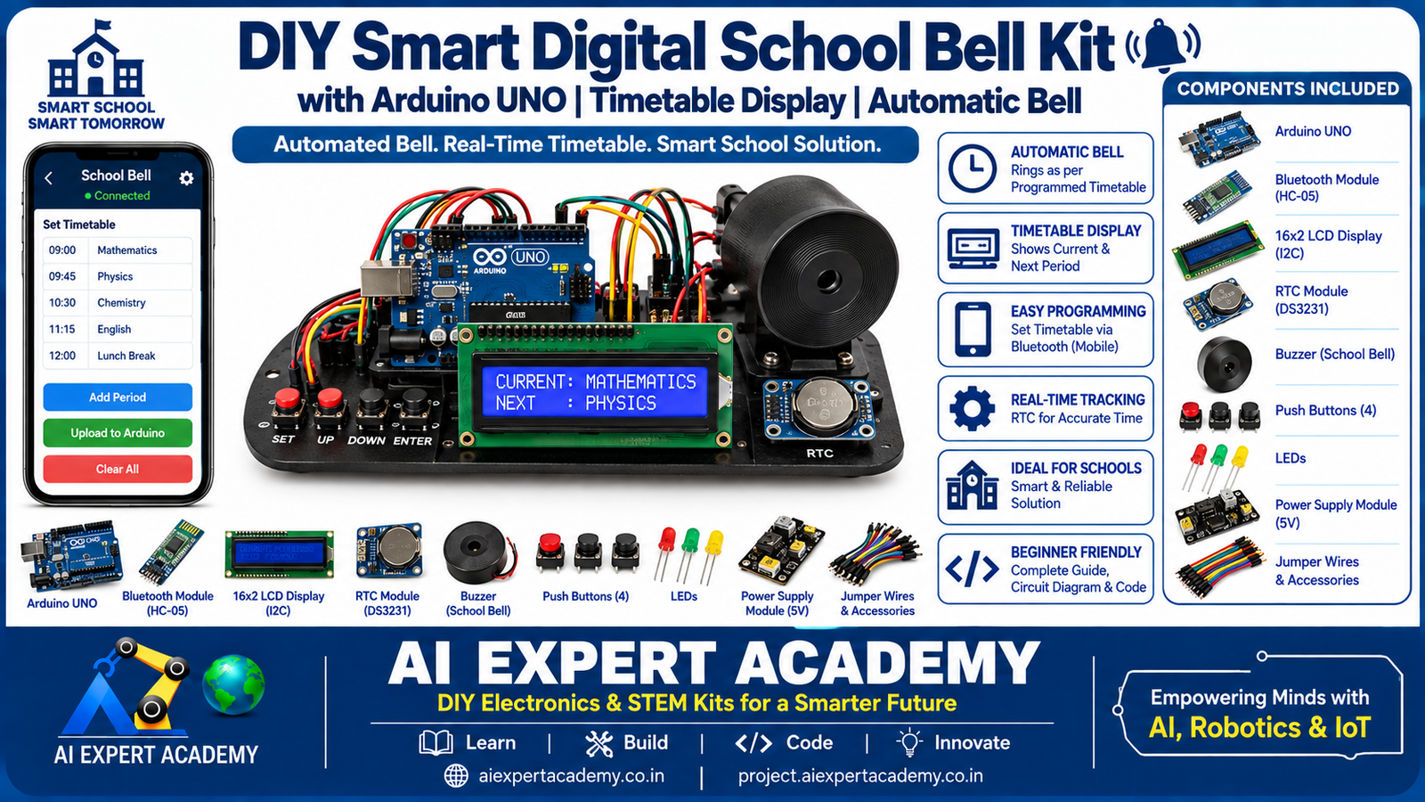 DIY Smart Digital School Bell Kit with Arduino UNO