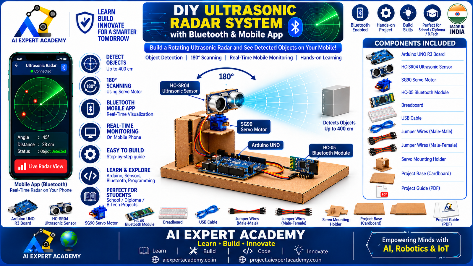DIY Ultrasonic Radar – Arduino-Based Object Detection Kit