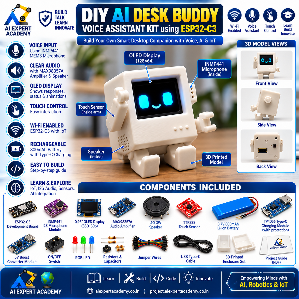 AI Desk Buddy – ESP32-C3 Voice Assistant Kit
